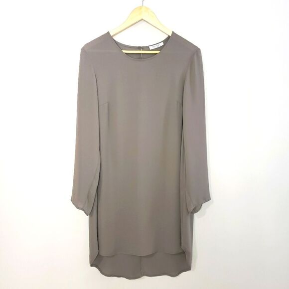 🦋3/$25 Banana Blue Xsmall Grey Long Sleeve Sheer Dress Tunic - Picture 1 of 11